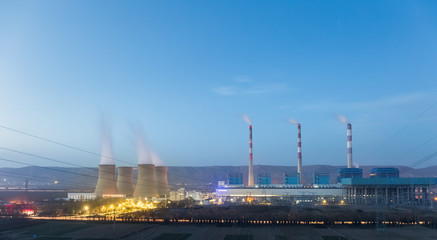 power plant in nightfall