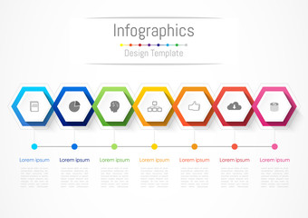 Infographic design elements for your business with 7 options, parts, steps or processes, Vector Illustration.
