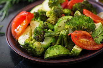 Stew of baked vegetables. Healthy food. Proper nutrition. Vegan dish