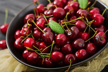 Ripe Sweet Cherry on a plate