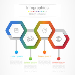 Infographic design elements for your business with 4 options, parts, steps or processes, Vector Illustration.
