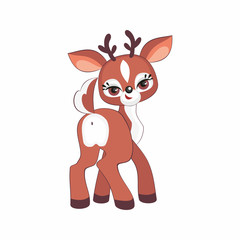 The image of a cute little deer. Vector illustration in cartoon style.