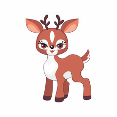 The image of a cute little deer. Vector illustration in cartoon style.