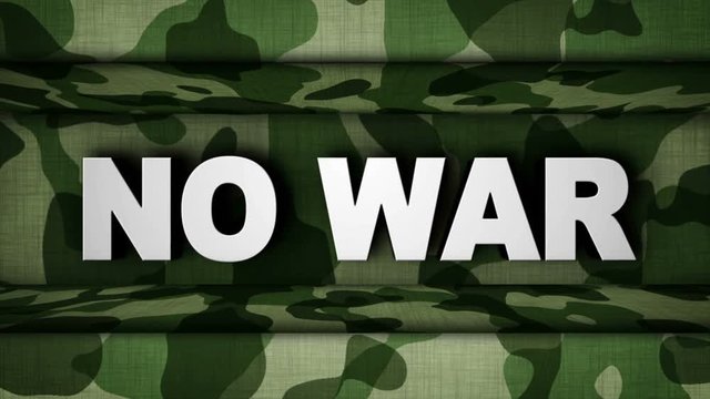 NO WAR Text Animation in Military Door, Rendering, Background, Loop, 4k
