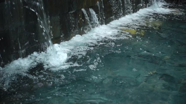 HD super slow motion artificial waterfall interior design
