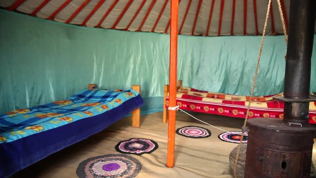Yurt. Kind inside. Lake Baikal. Olkhon Island