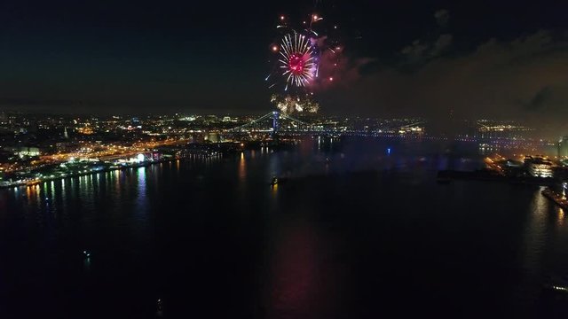 Fireworks over the Delaware River Philadelphia Pennsylvania