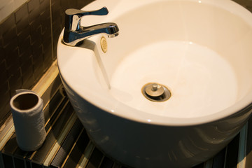 white sink in toilet