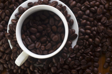 coffee beans on wooden background