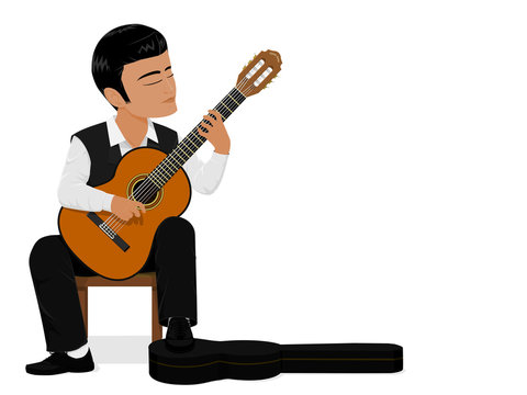 The musician is playing classical guitar
