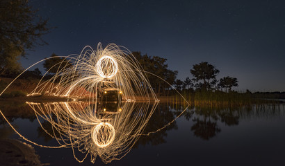 suv in the water with the reflection