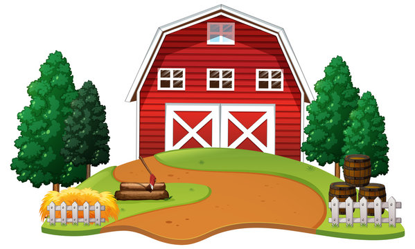 Red barn in the farm