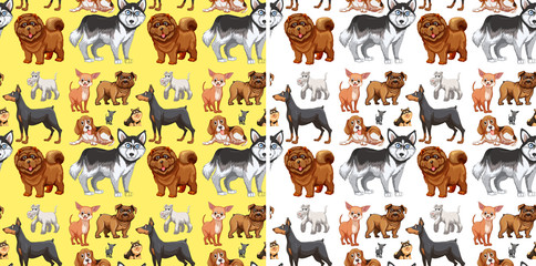 Seamless background with cute dogs