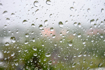 Clearly raindrop on the window, Background in the mood of season change.