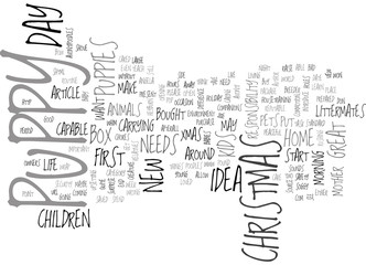 A PUPPY FOR CHRISTMAS TEXT WORD CLOUD CONCEPT