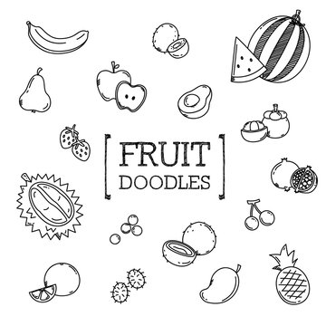 Fruits Doodle, Hand drawing styles of fruits