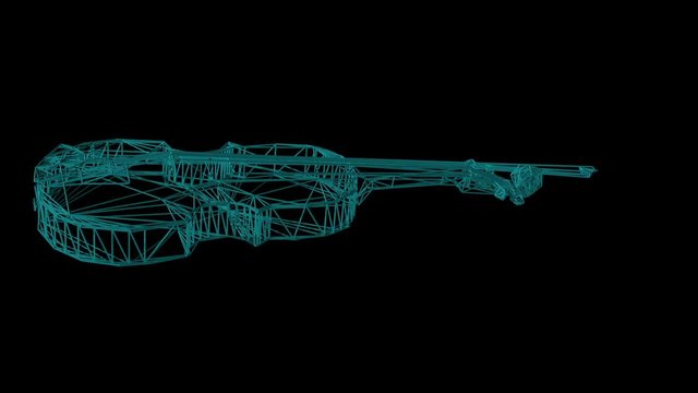 wire frame model of violin - 3D Rendering.