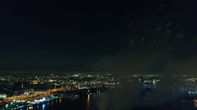 Fireworks over the Delaware River Philadelphia Pennsylvania with Sound