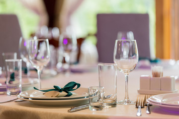 serving on the table, glasses