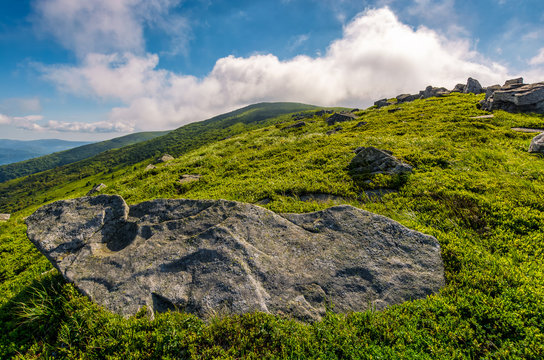 hill side with boulders in Carpathian mountains