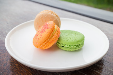 fresh macaroons in outdoor bakery house cafe