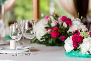 serving on the table, glasses