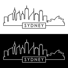 Sydney skyline. Linear style. Editable vector file.