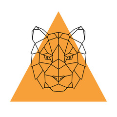 Geometric head tiger. Wild animal. Vector illustration.