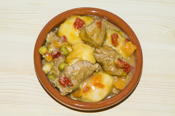 Casserole with beef stew with potatoes