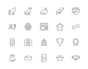 Fototapeta premium Pet shop set of vector icons