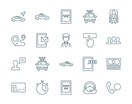 Taxi service set of vector icons