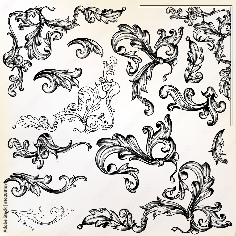Canvas Prints calligraphic vector vintage design elements and swirls