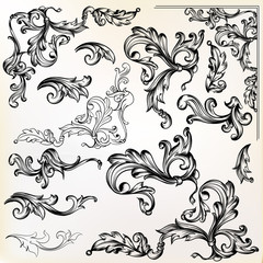 Calligraphic vector vintage design elements and swirls - 162881676