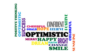 Positive Thinking, , Hopeful and Optimistic Word cloud. Vector illustration