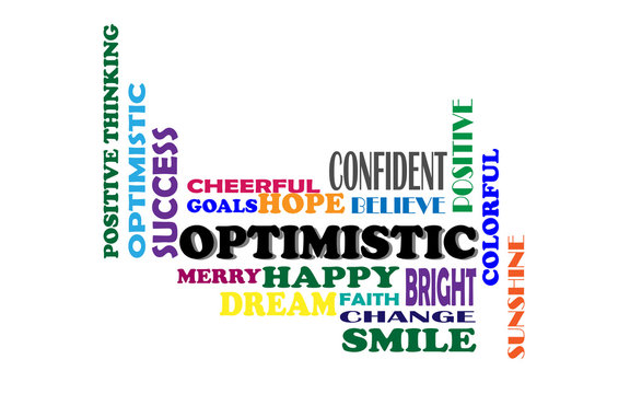Positive Thinking, , Hopeful and Optimistic Word cloud. Vector illustration