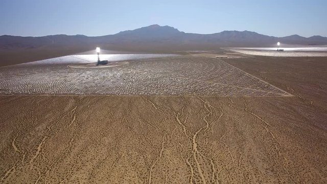 World Largest Solar Thermal Power Plant Aerial Shot in Mojave Desert California