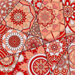 Patchwork pattern. Vintage decorative elements. Hand drawn background. Islam, Arabic, Indian, ottoman motifs. Perfect for printing on fabric or paper.