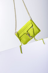 Stylish lime green ladies leather handbag