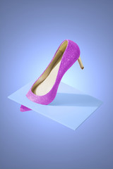 Creative fine art display of a stiletto shoe