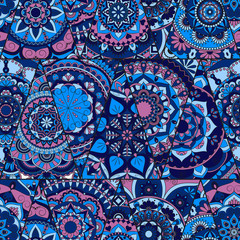 Seamless mandalas pattern. Vintage decorative elements with mandala. Hand drawn mandala background. Islam, Arabic mandala, Indian, mandala ottoman motifs. Perfect for printing on fabric or paper.