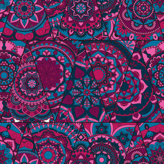 Seamless mandalas pattern. Vintage decorative elements with mandala. Hand drawn mandala background. Islam, Arabic mandala, Indian, mandala ottoman motifs. Perfect for printing on fabric or paper.