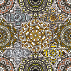 Patchwork pattern. Vintage decorative elements. Hand drawn background. Islam, Arabic, Indian, ottoman motifs. Perfect for printing on fabric or paper.