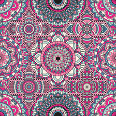 Patchwork pattern. Vintage decorative elements. Hand drawn background. Islam, Arabic, Indian, ottoman motifs. Perfect for printing on fabric or paper.