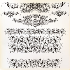 Set of vector floral borders for design