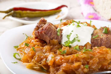 Cabbage stew with Smoked Pork Ribs