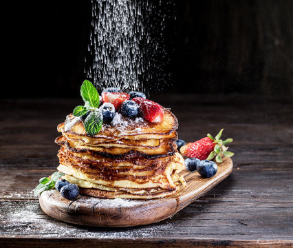 Pancakes with fresh berries.