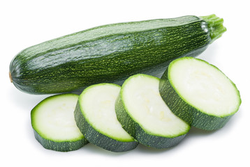 Zucchini on a white background.