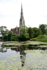 Fototapeta na wymiar St Alban's church in Copenhagen (Denmark), nearby the Citadel