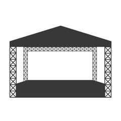 Outdoor rock concert or open air festival stage vector flat icon or logo template. Isolated on white background.