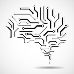 Technological brain. Circuit board. Abstract vector background